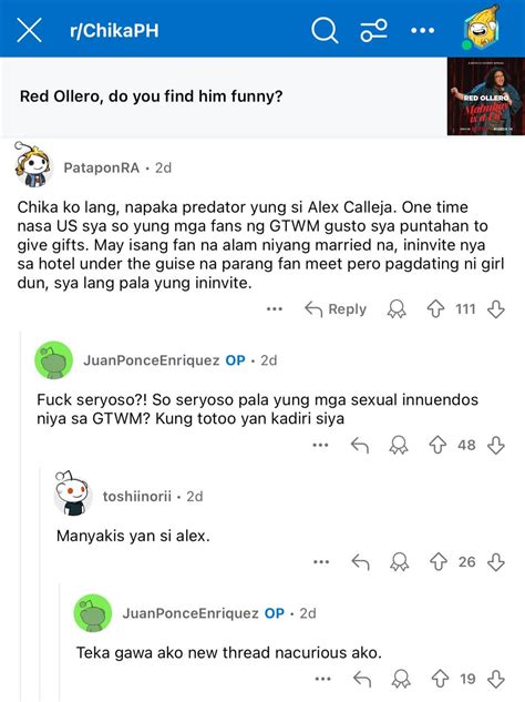 alex calleja comedy manila issue|Alex Calleja : r/GTWMPodcast .